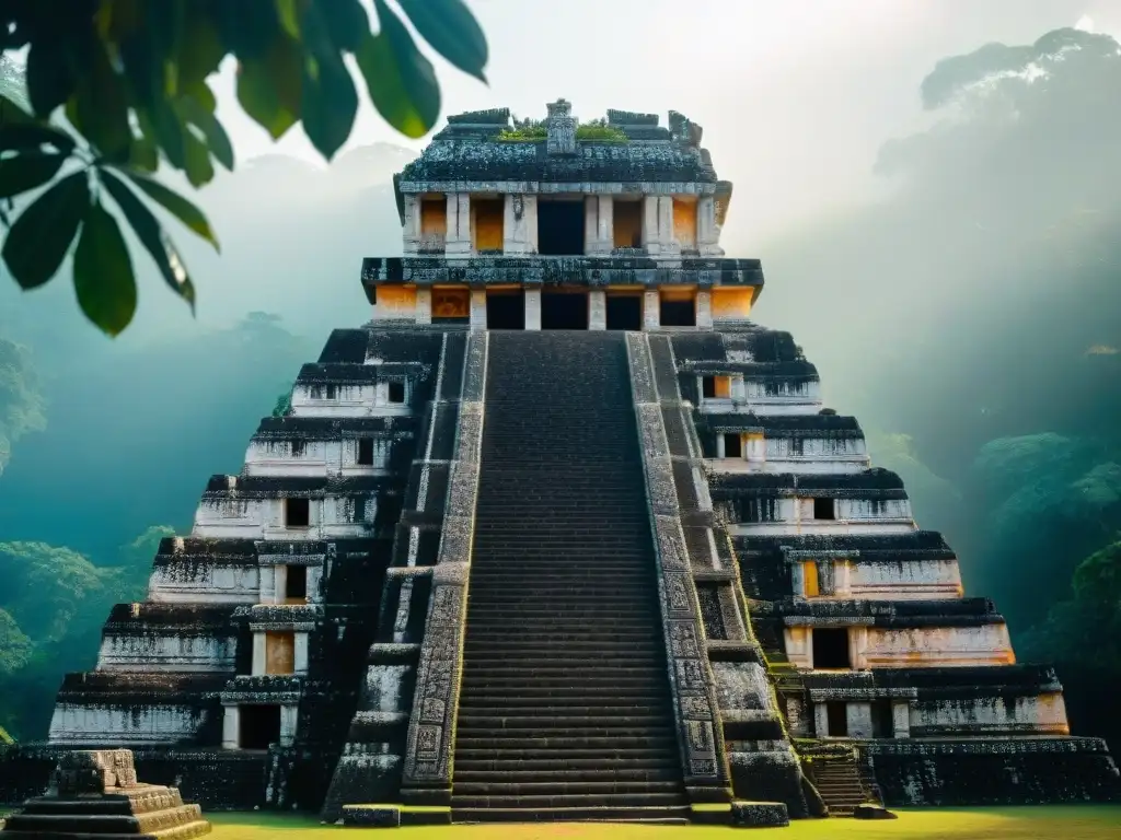 Detalle de la estructura maya para observar eclipses en el Templo de la Cruz en Palenque