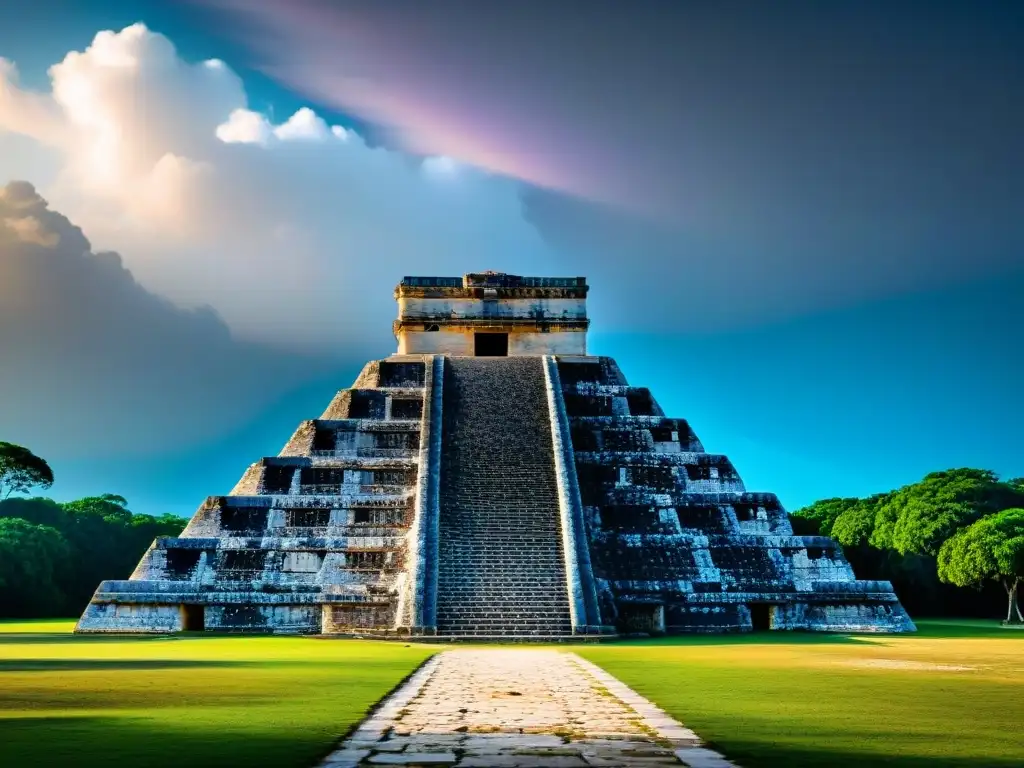 Detalle de las Estructuras Mayas para observar eclipses en Chichen Itza, resaltando su arquitectura y precision astronómica