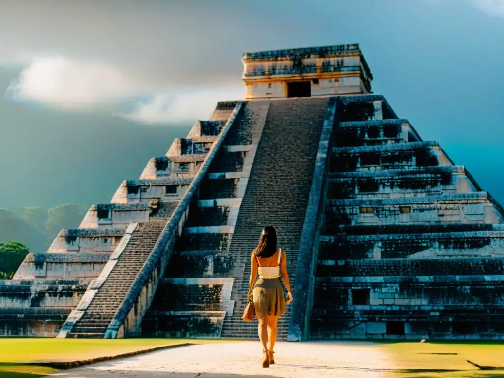 Detalle excepcional de la ingeniería cenotes sagrados mayas en el Templo de Kukulkán, Chichén Itzá