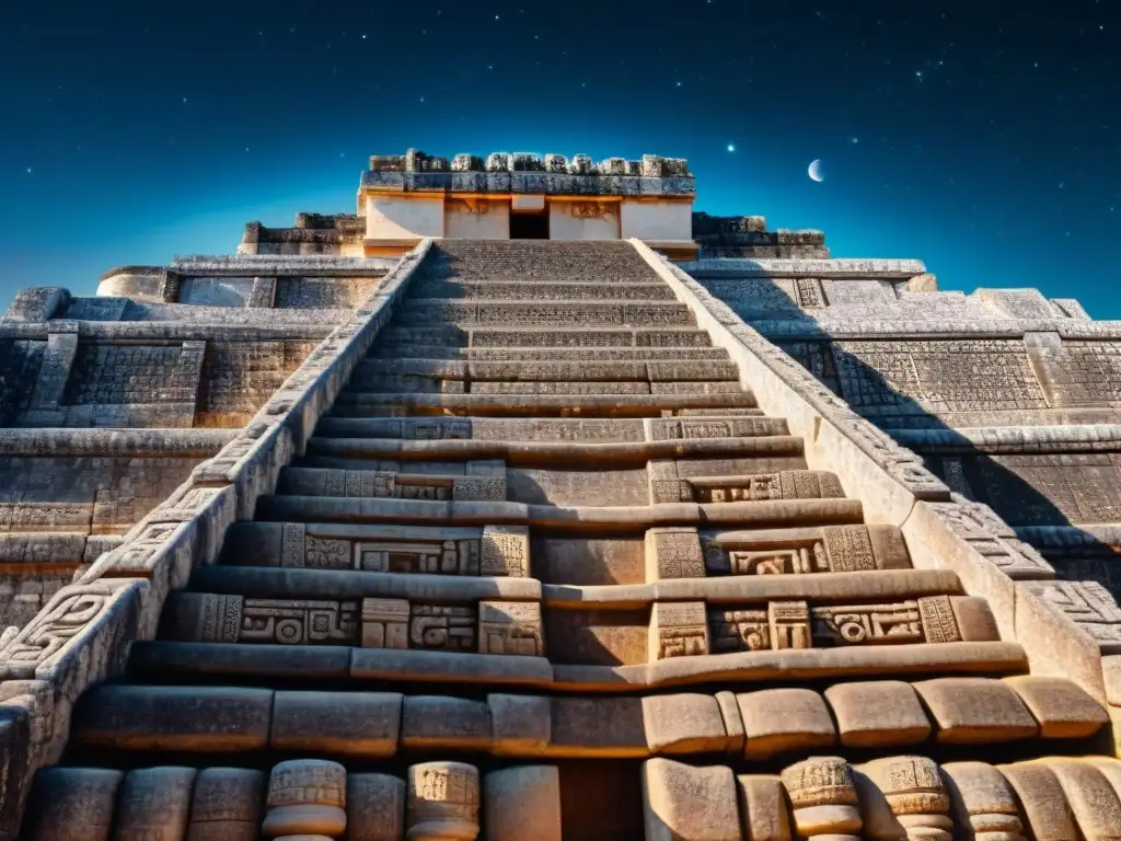 Detalle impresionante de las antiguas astronomía maya en observatorio, con carvings detallados y precisiones astronómicas