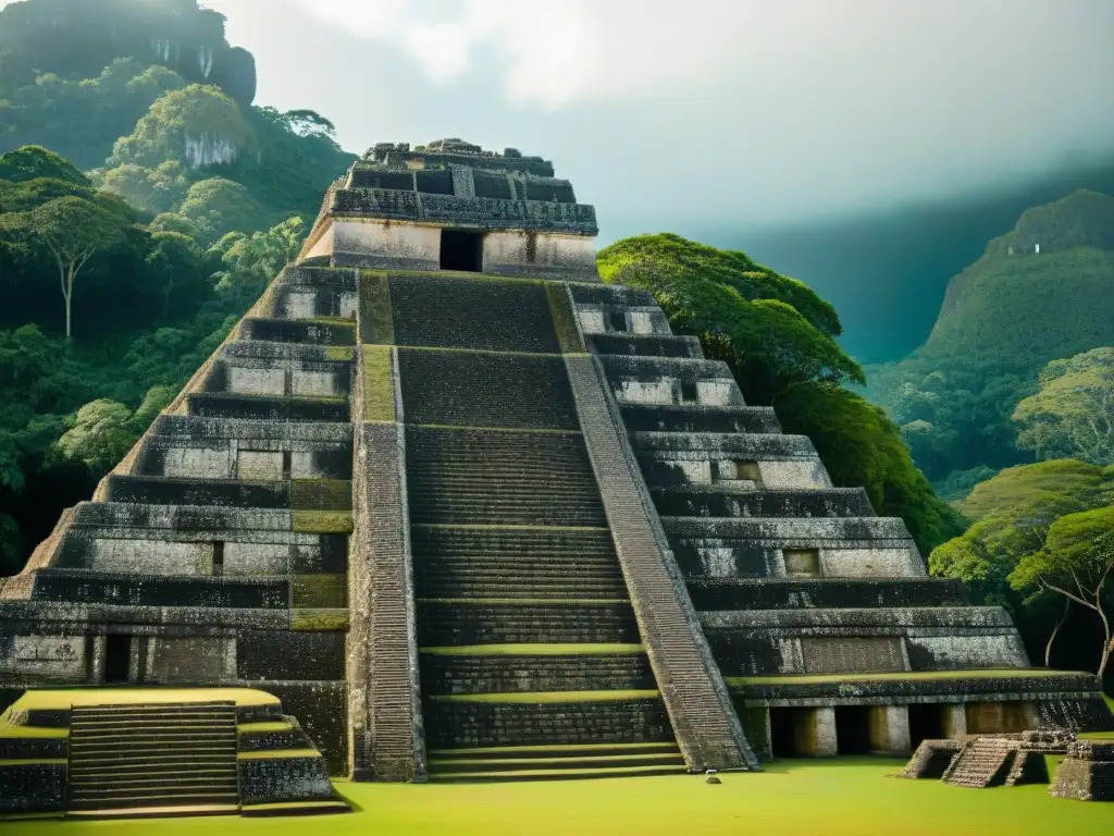 Detalle impresionante de las antiguas ruinas mayas de Xunantunich, mostrando la arquitectura y cultura maya