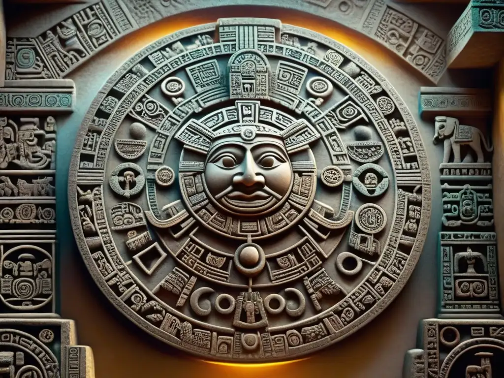 Detalle impresionante del calendario maya con profecías mayas interpretaciones siglo XXI