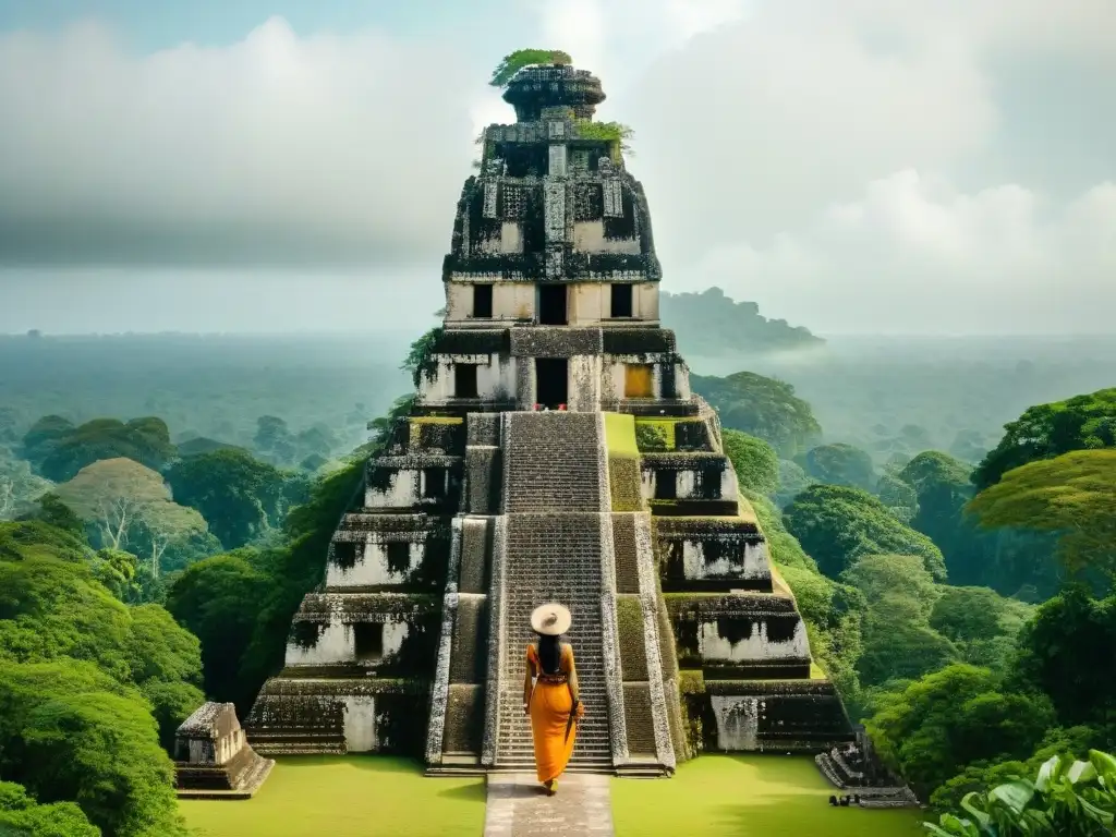 Detalle impresionante de la icónica escultura maya 'La Dama de Tikal' en Guatemala