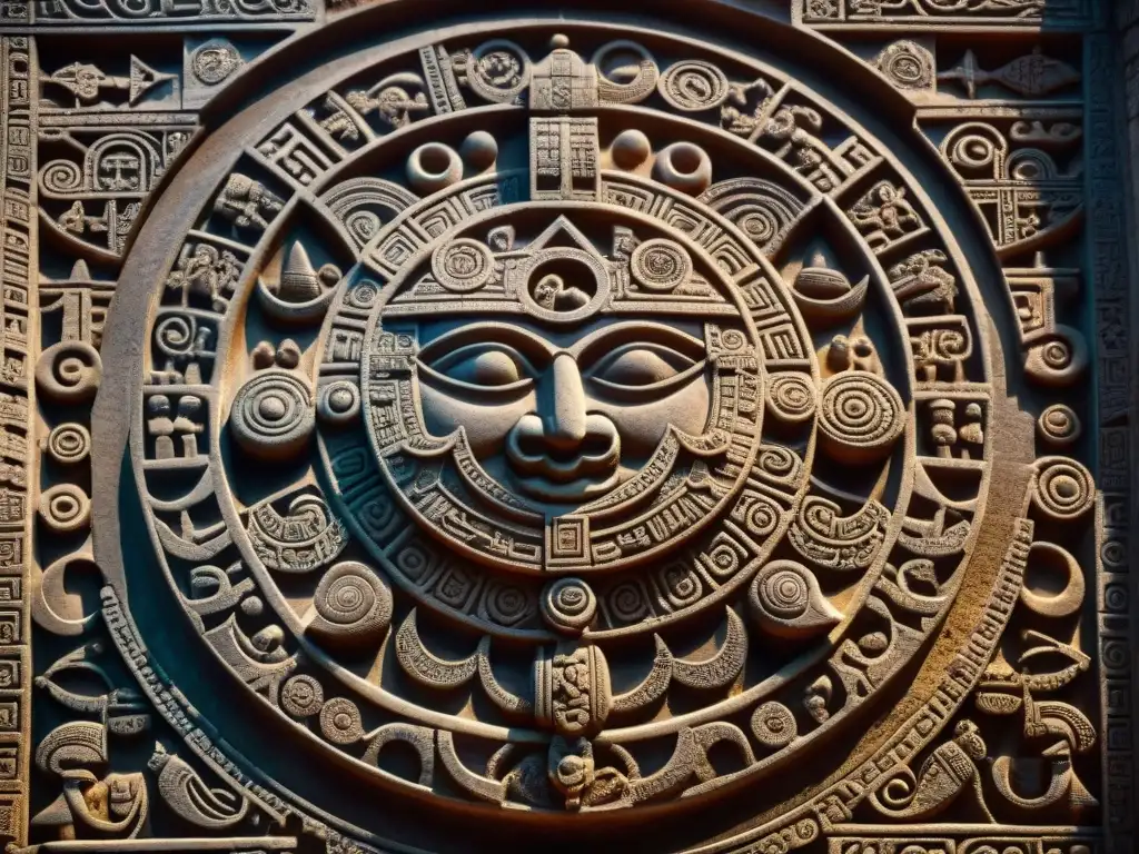 Detalle impresionante de tallado maya de ciclos astronómicos y eclipses, revelando métodos cálculo mayas