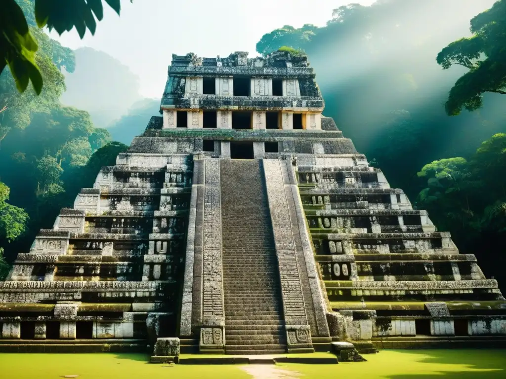 Detalle impresionante del Templo de las Inscripciones en Palenque, México