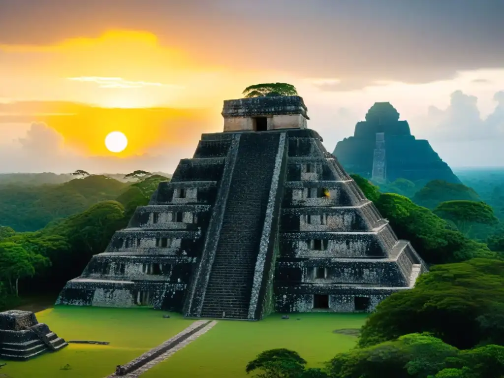 Detalle de las impresionantes esculturas y jeroglíficos de la arquitectura y cultura maya Xunantunich al atardecer