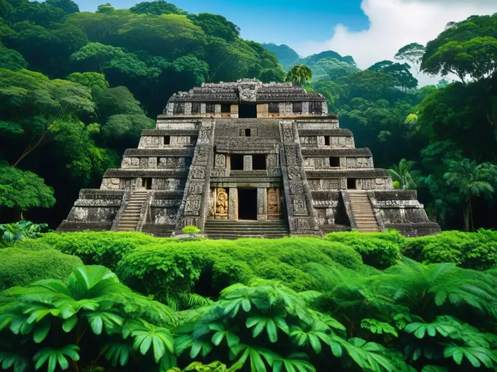 Detalle de las intrincadas esculturas mayas en Copán, Honduras