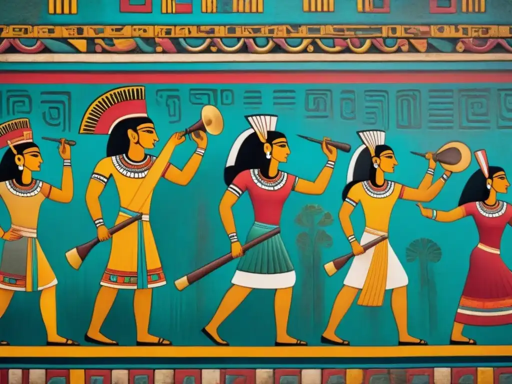 Mural maya de Bonampak: detalle vibrante y milenario Detalle del Descubrimiento Lienzo de la Historia Maya en Bonampak, resaltando colores y figuras mayas