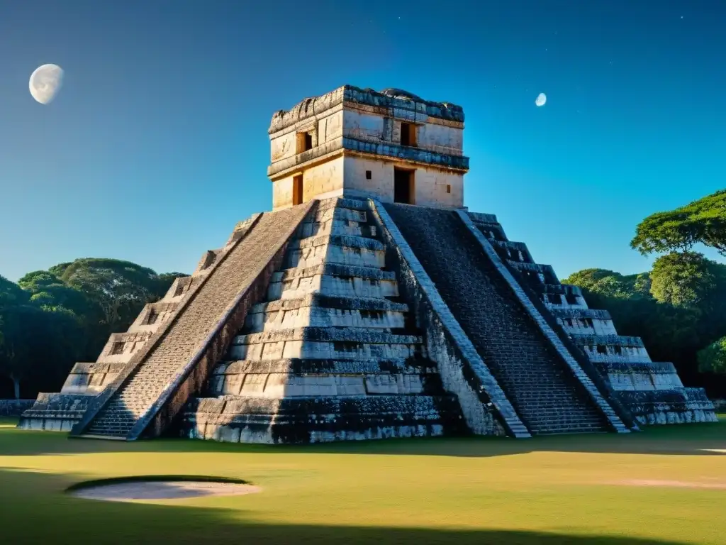 Detalle milenario del Observatorio Maya en Chichén Itzá, mostrando grabados y funciones astronómicas