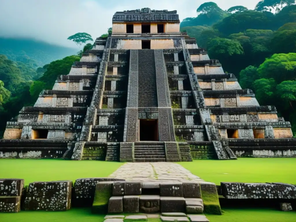 Detalle excepcional de las inscripciones mayas en Yaxchilán Detalle 3D de monumentos mayas en Yaxchilán, revelando la rica historia y cultura