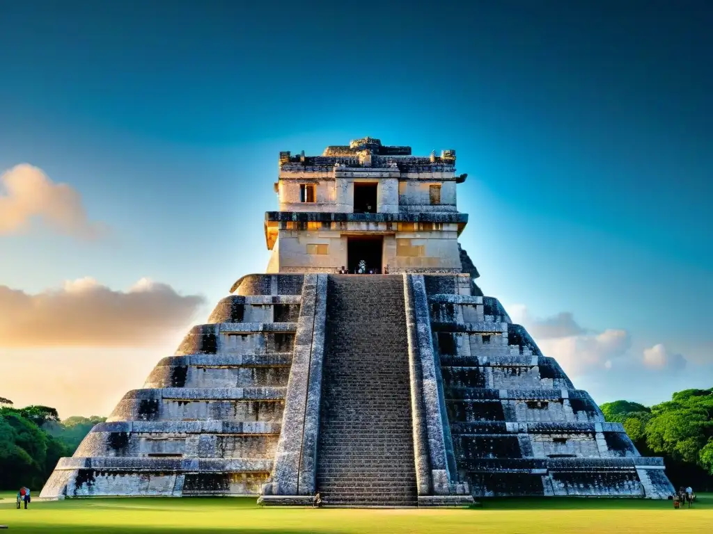 Detalle del observatorio Caracol en Chichén Itzá, reflejando la precisión del Calendario Maya