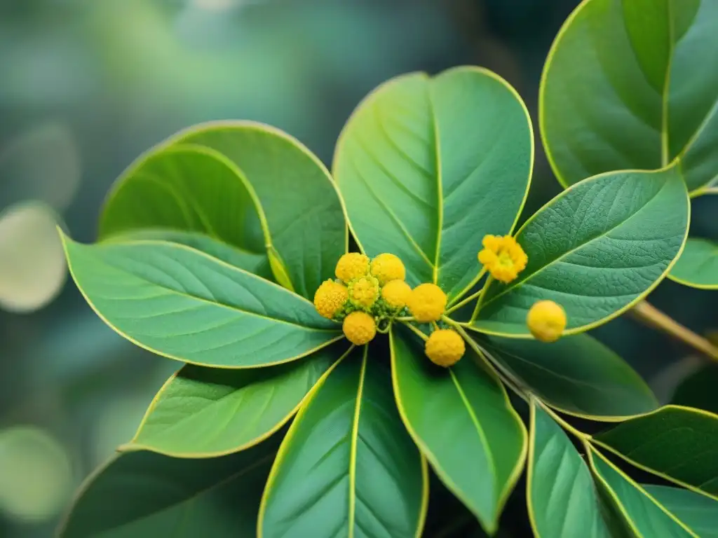 Detalle de planta zacate limón maya resaltando sus propiedades medicinales con hojas y flores verdes y amarillas