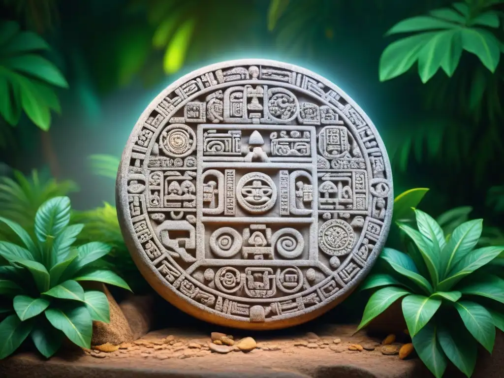 Detalle preciso del calendario maya: símbolos de armonía cósmica