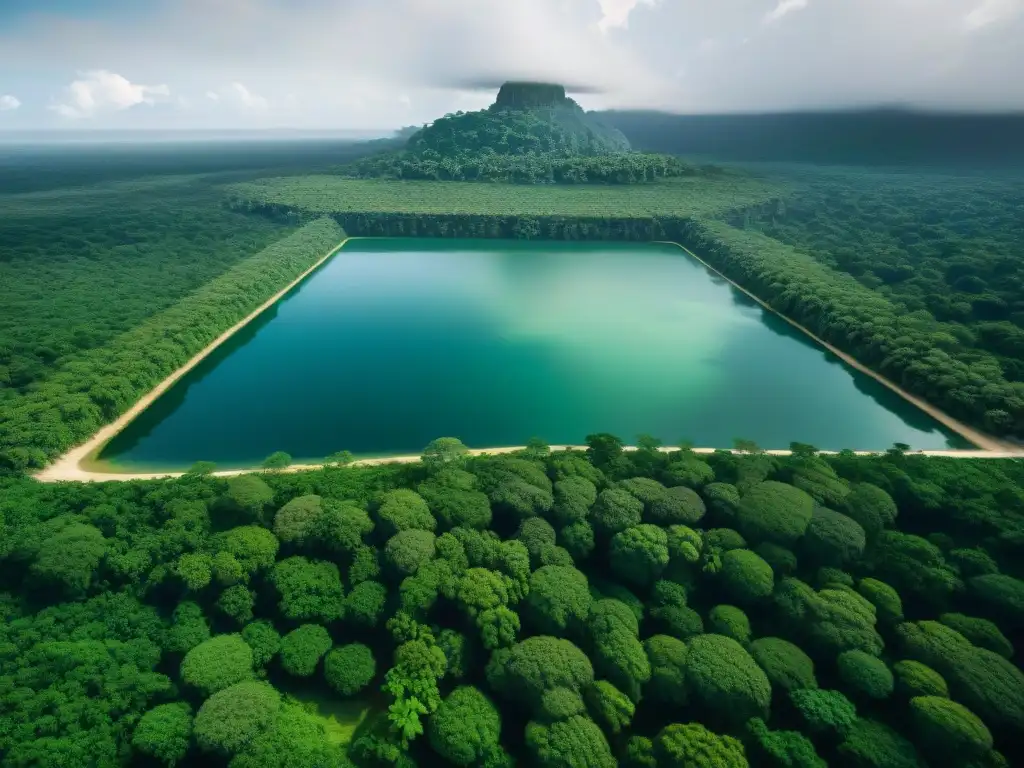 Detalle del sofisticado diseño de reservorios de agua de la civilización maya en la selva