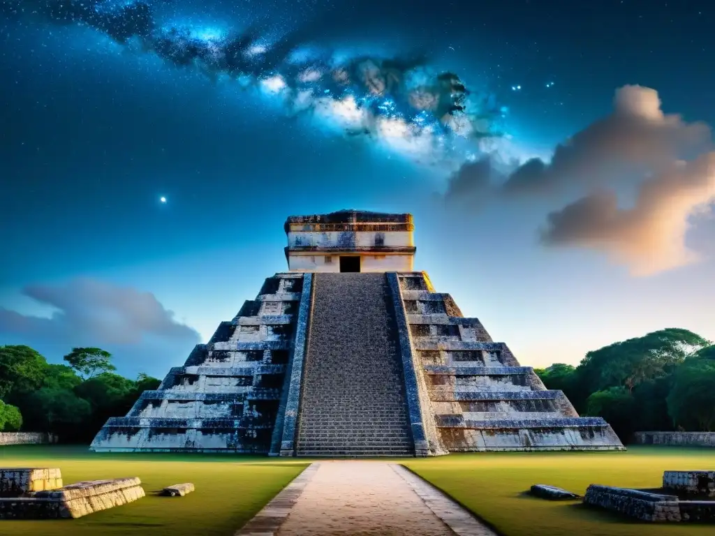 Detalle de las tallas mayas en observatorio astronómico de Chichen Itza, uniendo dioses mayas y astronomía divina