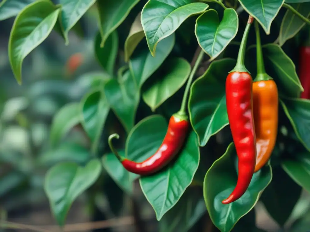 Detalle vibrante: pimientos Tabasco rojos en el Yucatán