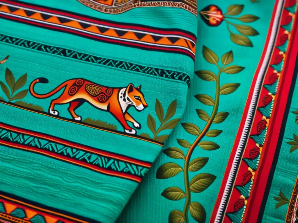 Detalles de animales tejidos en textil maya con simbolismo natural