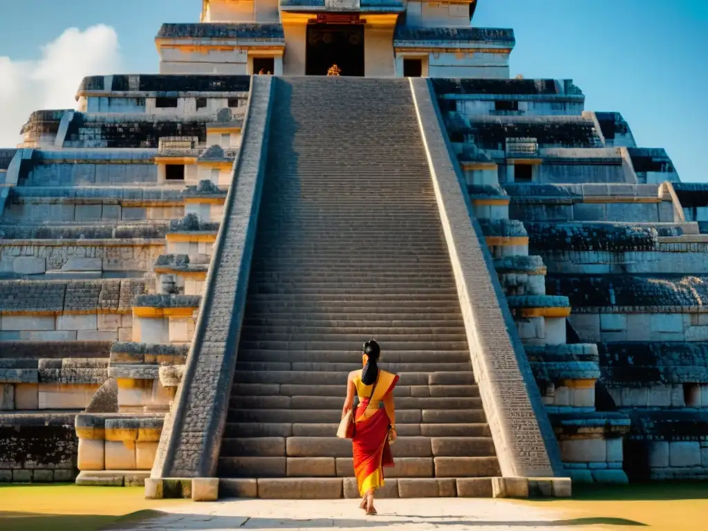 Detalles arquitectónicos y tallados en el Templo de Kukulcán en Chichén Itzá