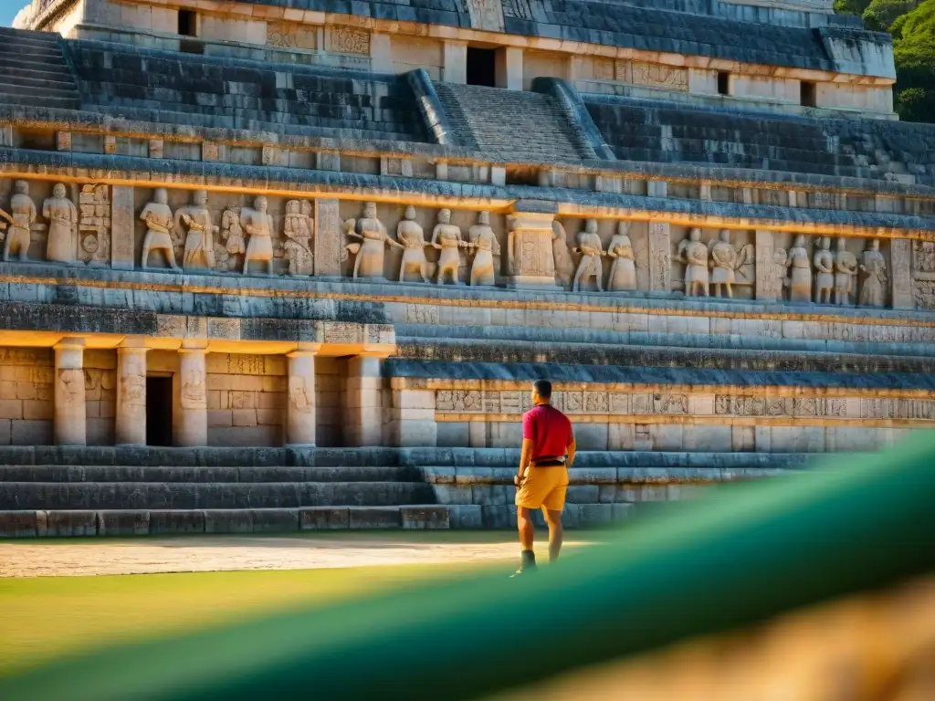 Detalles asombrosos de la arquitectura maya juego de pelota en Chichen Itza