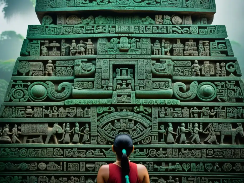 Detalles asombrosos de estela maya, reflejando la cultura y el significado de estas monumentales obras de arte ancestrales