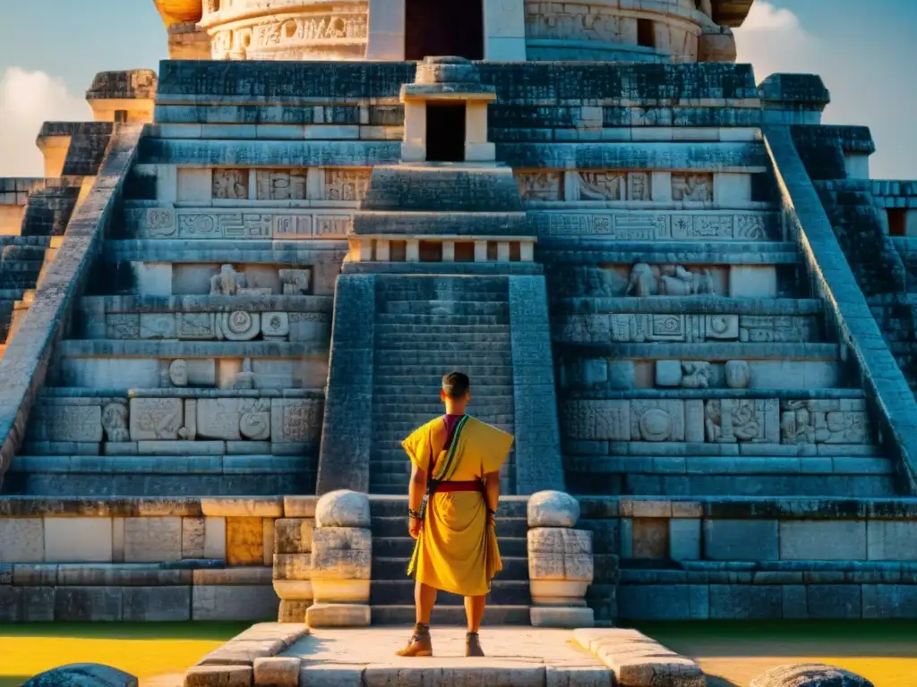 Detalles asombrosos del observatorio astronómico maya en Chichen Itzá, destacando el arte y la conexión con el Calendario Maya sacerdotes astrónomos