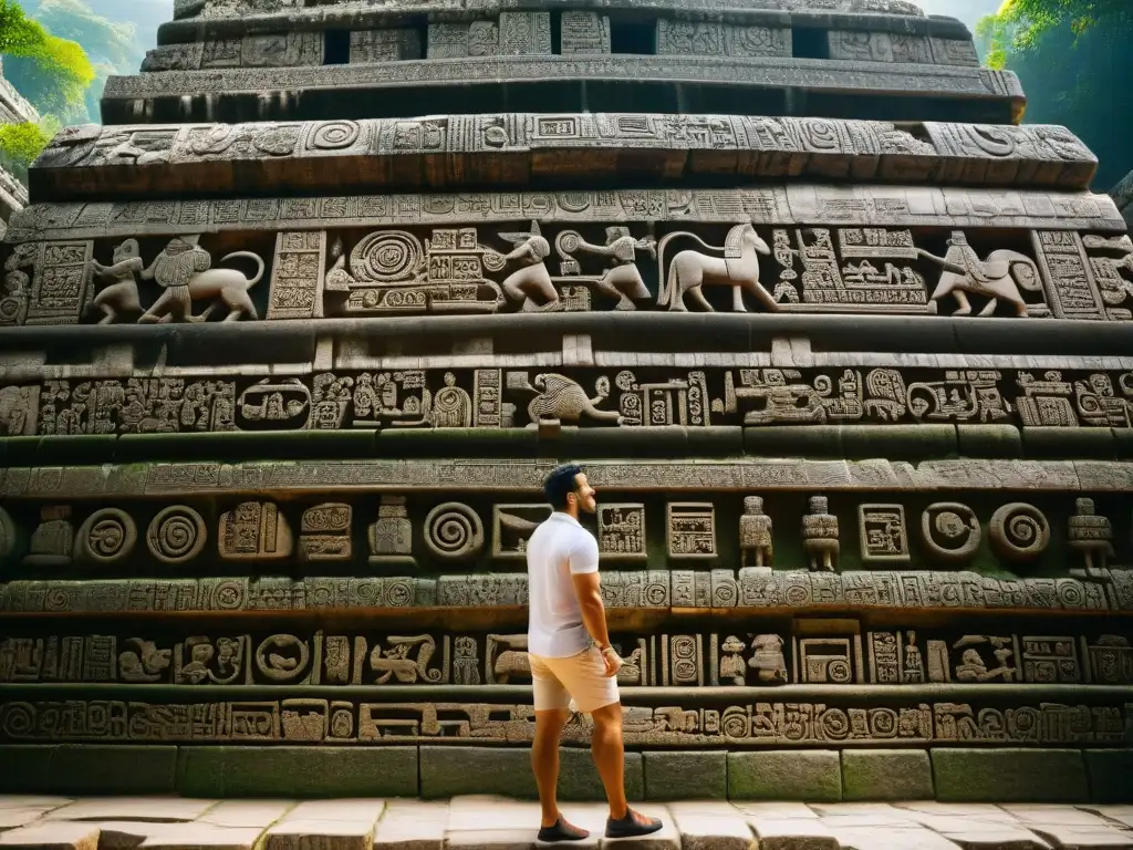 Detalles celestiales en las ruinas del Templo de las Inscripciones en Palenque, México