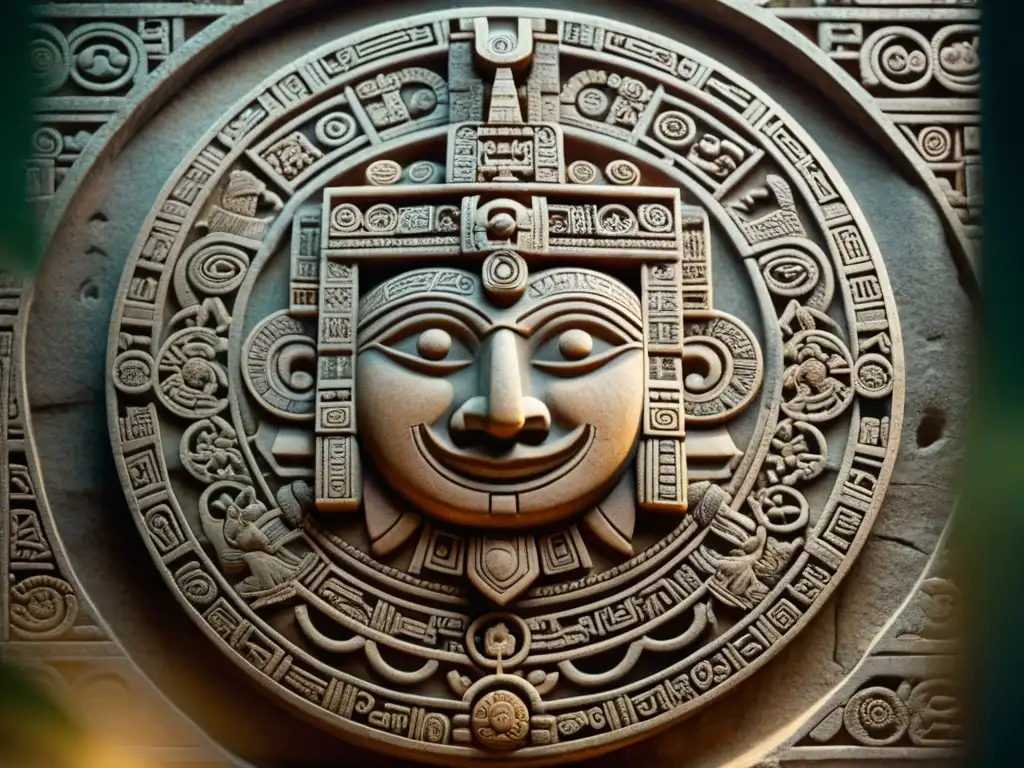 Detalles celestiales y sabiduría ancestral en el Calendario Maya 2012, bañado en luz natural