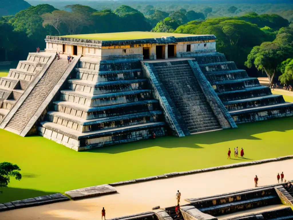 Detalles de centros ceremoniales cultura maya en la cancha de pelota de Chichen Itza