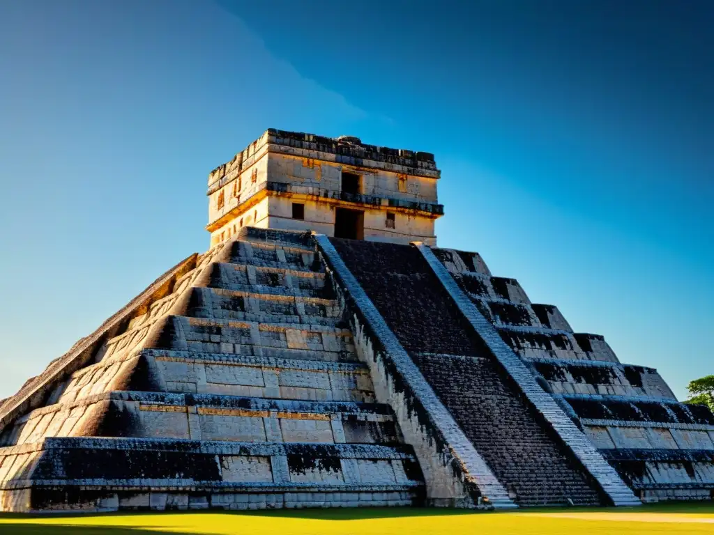 Detalles impresionantes de las Estructuras Mayas para observar eclipses en Chichen Itza, iluminadas por el sol