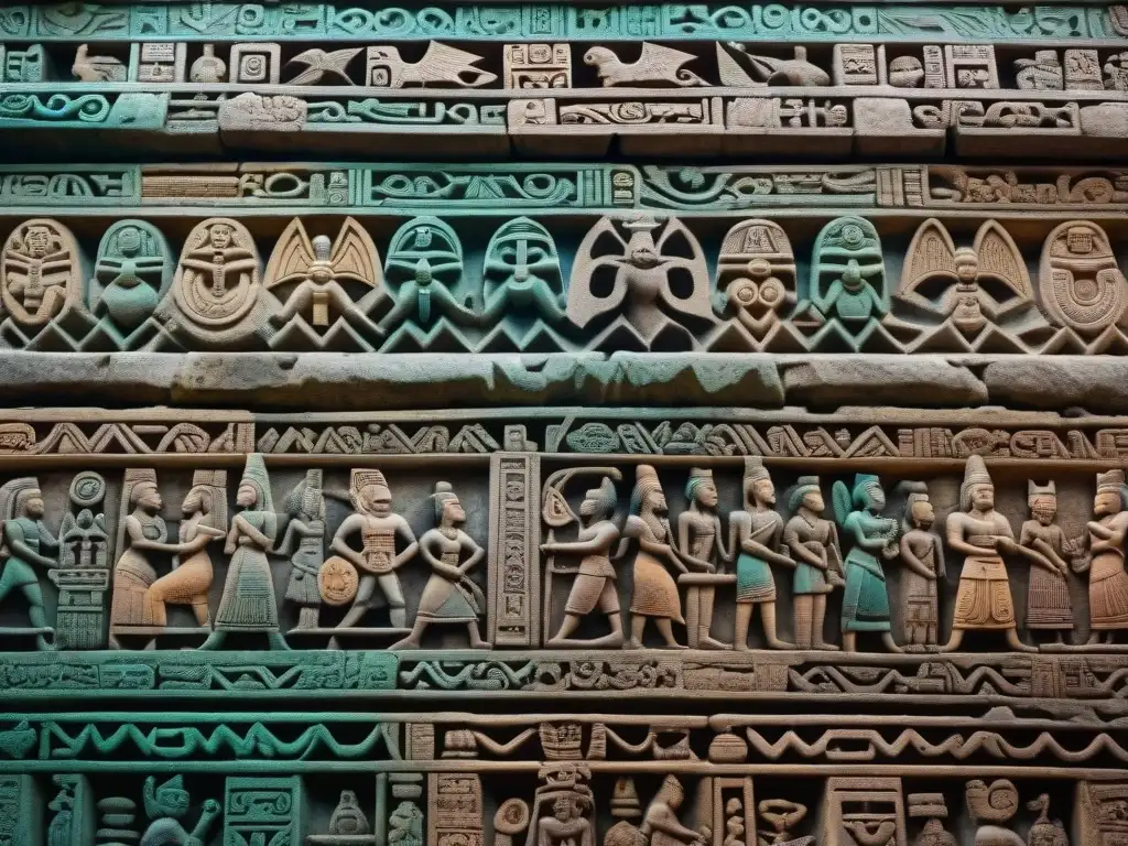 Detalles intrincados de dioses mayas y murciélagos en templo oculto de El Zotz