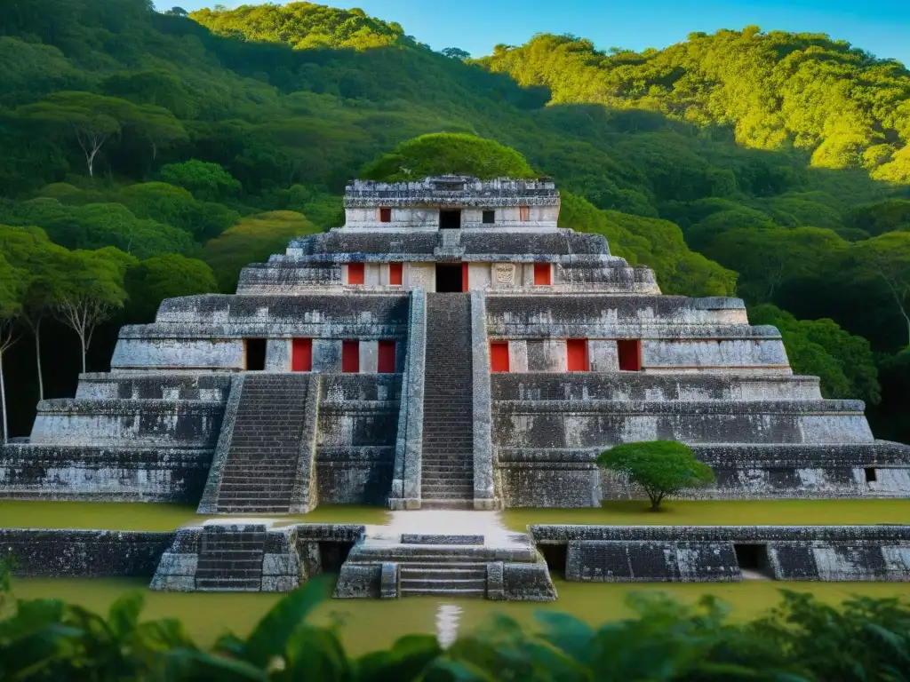 Detalles y jeroglíficos en las paredes de piedra de Calakmul, reflejando la rica historia de la civilización Maya