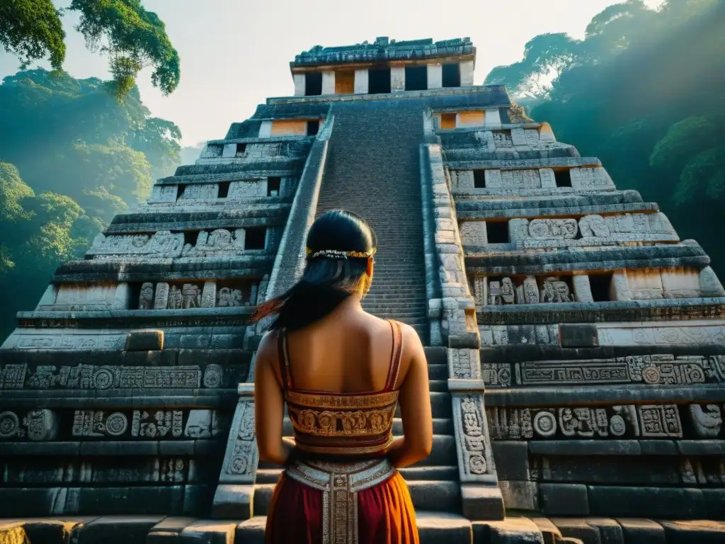 Detalles y jeroglíficos del Templo de las Inscripciones en Palenque, México