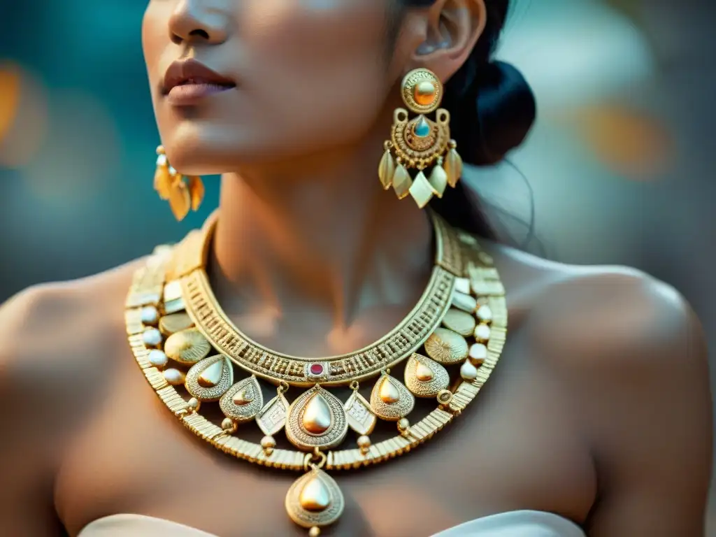 Detalles de joyas mayas reflejan la importancia en la sociedad maya, fusionando tradición y lujo en la moda contemporánea