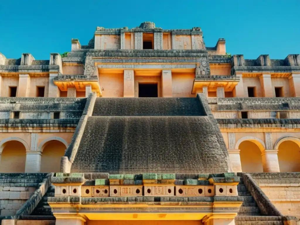 Detalles mayas en la Nunnery Quadrangle de Uxmal: herencia cultural maya turismo educativo