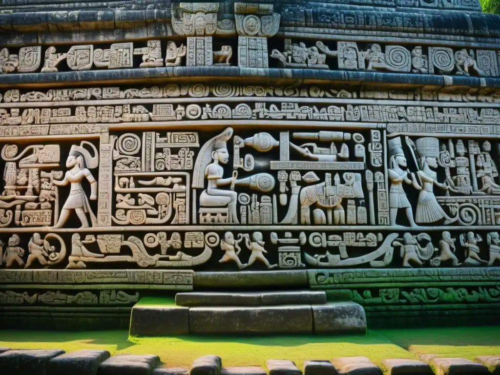 Detalles de los misterios no resueltos de la civilización maya en las intrincadas inscripciones del templo de Palenque