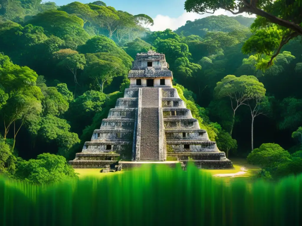 Detalles místicos de Calakmul: ruinas mayas, criaturas y figuras históricas