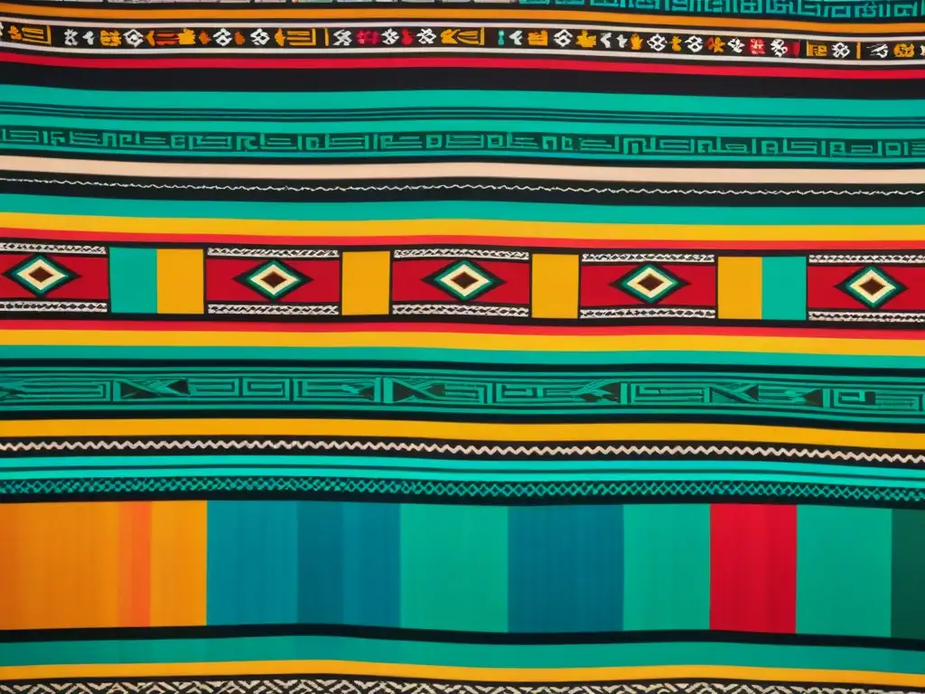 Detalles ocultos en textiles mayas: vibrantes colores y complejos patrones geométricos que muestran la simbología maya