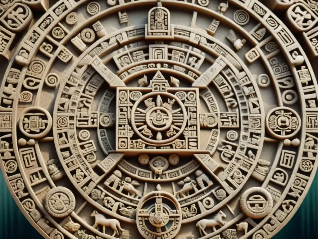 Detalles en piedra del calendario maya: simbolismo y precisión en la armonía cósmica