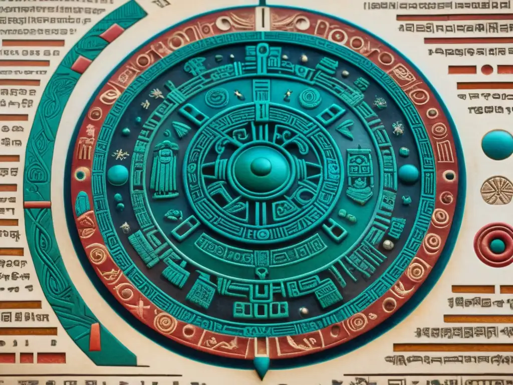 Detalles vibrantes de hieroglifos mayas astronómicos y cosmológicos en el Códice de Dresde