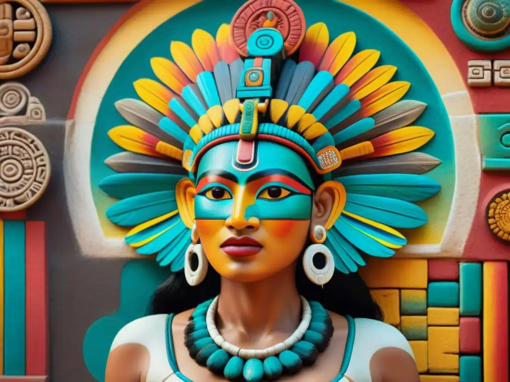 Detalles vibrantes: mural maya con historia y evolución Detalles vibrantes de mural maya evolución pintura innovación arte
