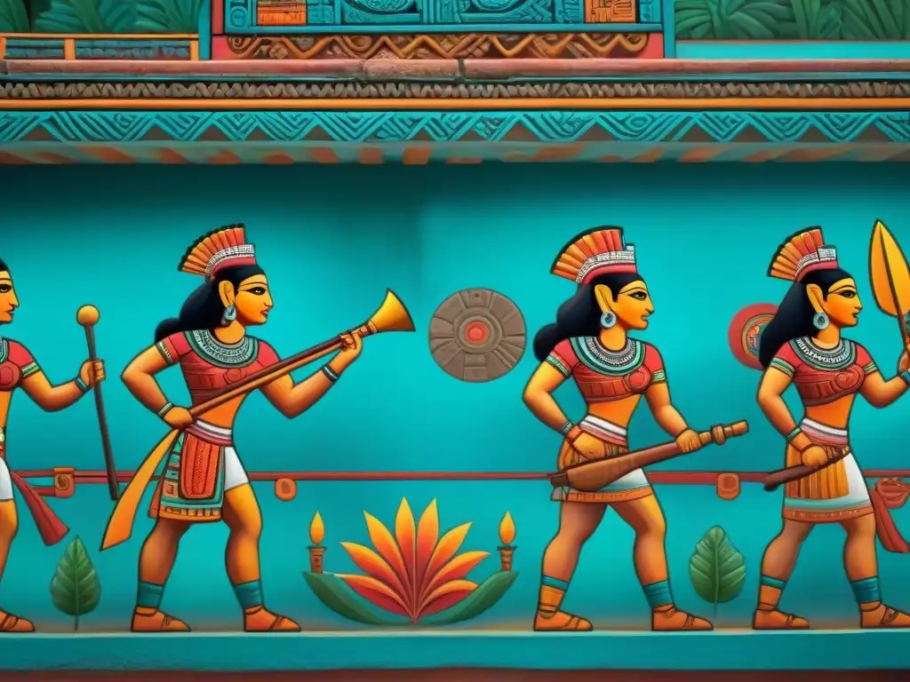 Detalles vibrantes de los Murales Mayas Bonampak en pantalla