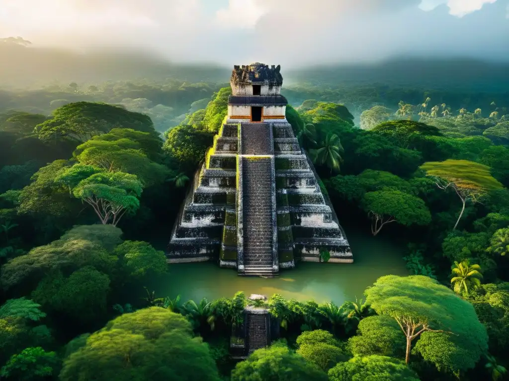 Ecoretiro espiritual maya: templo antiguo envuelto en naturaleza divina