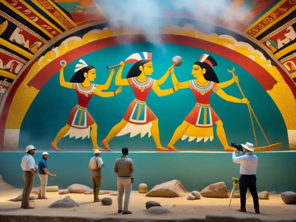 Excavación de murales de Bonampak: descubrimiento de tesoros mayas Emocionante descubrimiento del lienzo de la historia Maya por arqueólogos