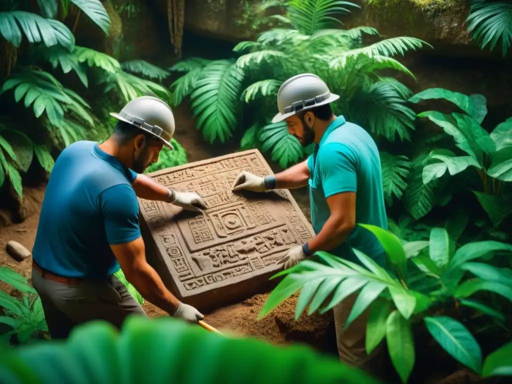 Emocionante excavación de estela maya en la selva