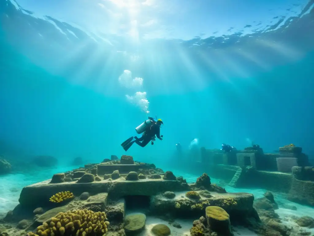 Emocionante expedición submarina explorando ruinas de la civilización maya