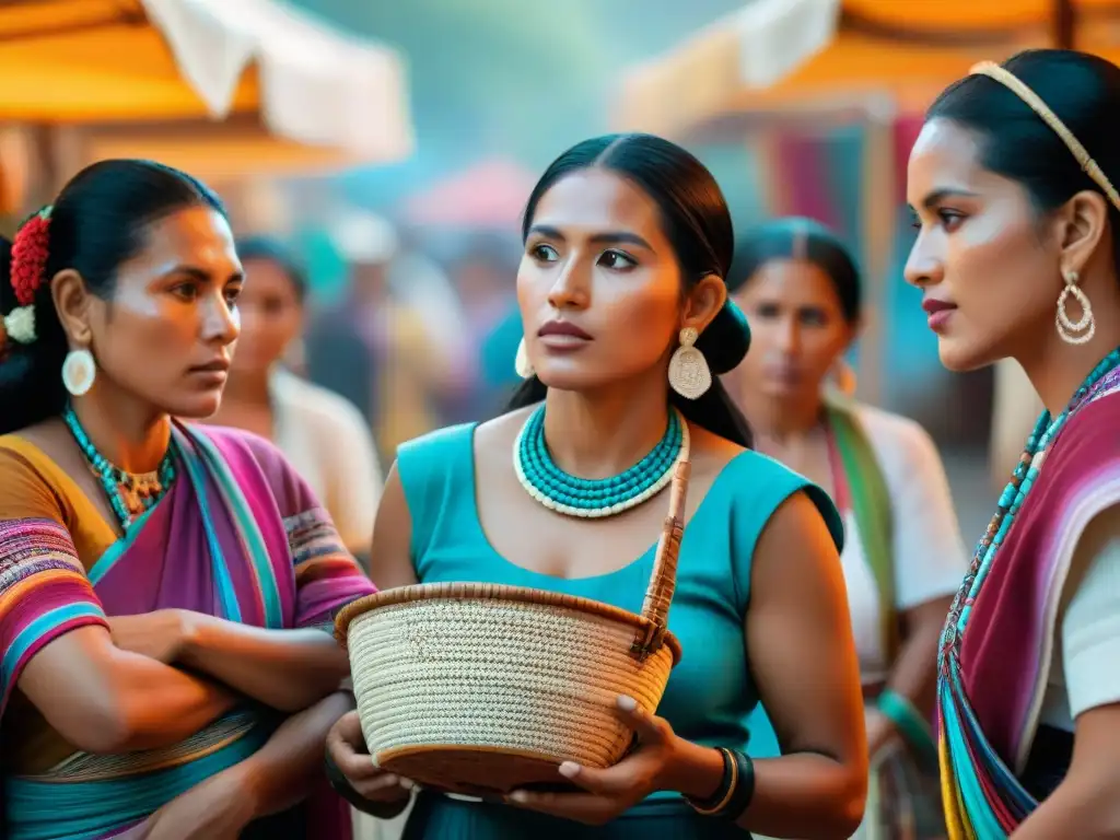Empoderamiento y tradición: Mujeres Mayas en mercado vibrante Empoderamiento y tradición en el mercado maya, rol de la mujer maya