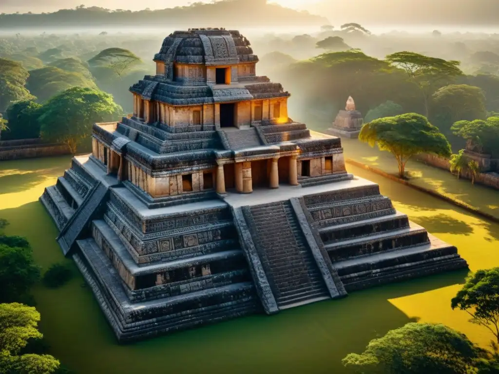 Equipo de arqueólogos preservando arquitectura maya con tecnología, capturando cada detalle