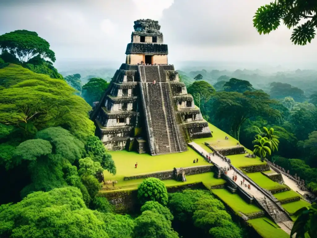 Equipo de arqueólogos excavando artefactos mayas en Tikal ciudad de los dioses