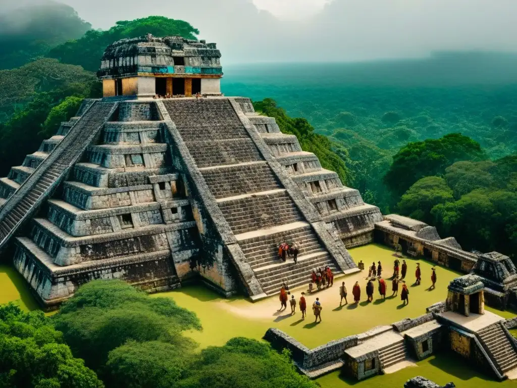 Equipo de arqueólogos descubriendo la Ciudad Perdida Mayas entre ruinas majestuosas y exuberante selva