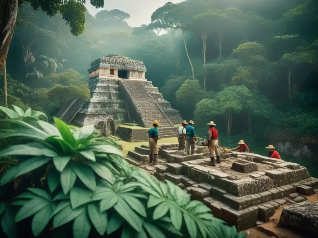 Un equipo de arqueólogos descubriendo la Ciudad Perdida Mayas en la densa jungla de Calakmul